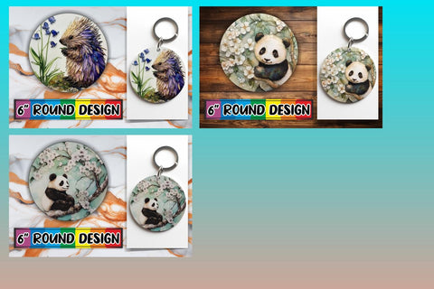 15x Round Coaster Design Sublimation , Animals Sublimation afrosvg 