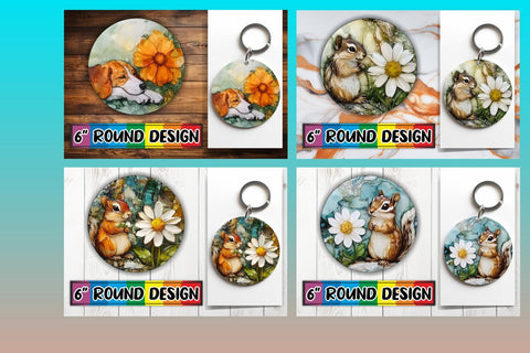 15x Round Coaster Design Sublimation , Animals Sublimation afrosvg 