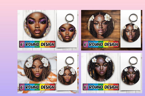 15x Round Coaster Design Sublimation , Woman Sublimation afrosvg 