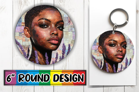 15x Round Coaster Design Sublimation , Woman Sublimation afrosvg 