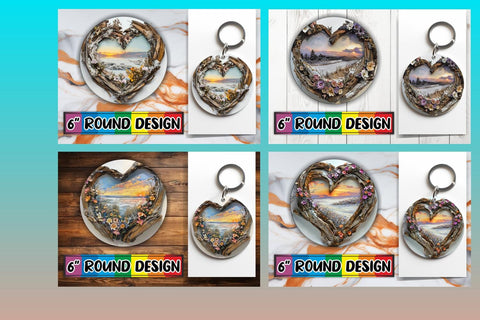 15x Round Coaster & Keychain Set , Christmas Sublimation afrosvg 