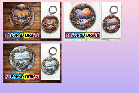 15x Round Coaster & Keychain Set , Christmas Sublimation afrosvg 