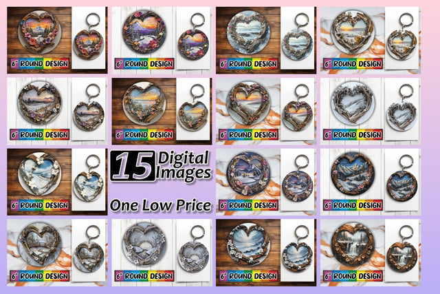 15x Round Coaster & Keychain Set , Christmas Sublimation afrosvg 