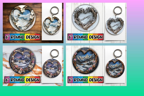 15x Round Coaster & Keychain Set , Christmas Sublimation afrosvg 