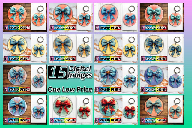 15x Round Coaster Sublimation Designs , Xmas Bow Sublimation afrosvg 