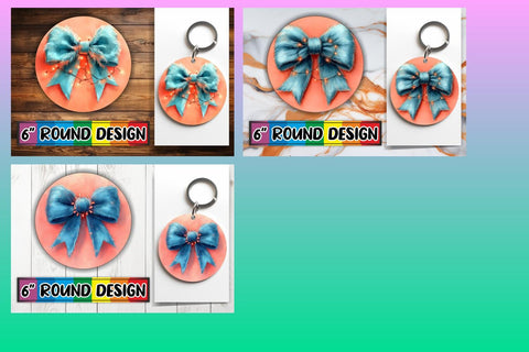 15x Round Coaster Sublimation Designs , Xmas Bow Sublimation afrosvg 