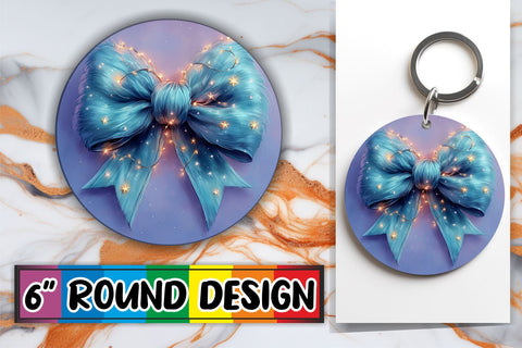 15x Round Coaster Sublimation Designs , Xmas Bow Sublimation afrosvg 