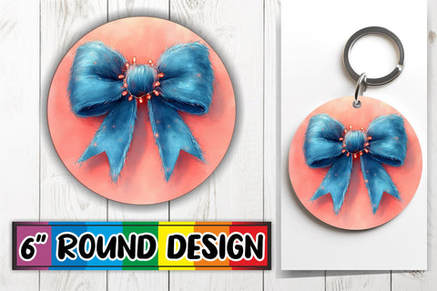 15x Round Coaster Sublimation Designs , Xmas Bow Sublimation afrosvg 