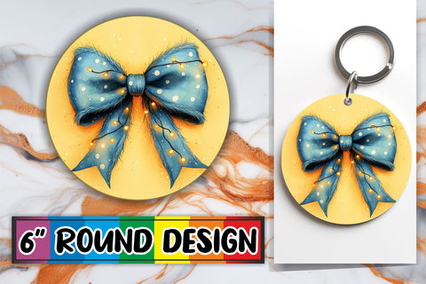 15x Round Coaster Sublimation Designs , Xmas Bow Sublimation afrosvg 