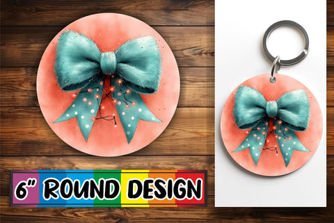15x Round Coaster Sublimation Designs , Xmas Bow Sublimation afrosvg 