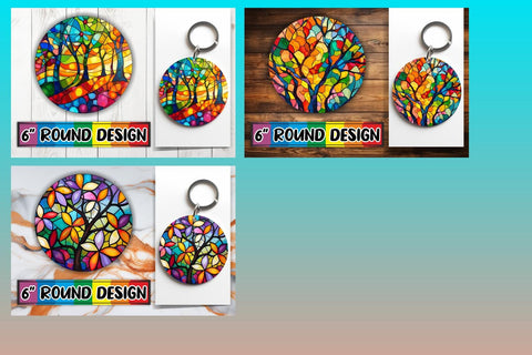 15x Round Coaster Sublimation Pack , Stained Glass Sublimation afrosvg 