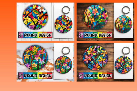 15x Round Coaster Sublimation Pack , Stained Glass Sublimation afrosvg 