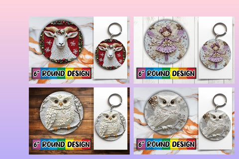 15x Round Design Bundle for Coasters , Christmas Sublimation afrosvg 