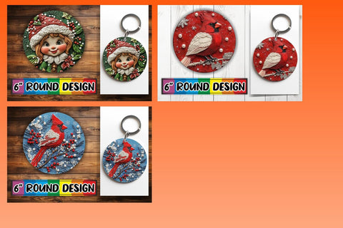 15x Round Design Bundle for Coasters , Christmas Sublimation afrosvg 