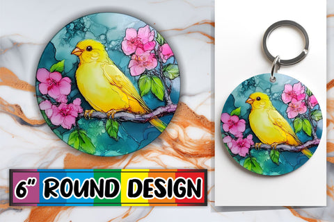 15x Round Design Bundle for Coasters & Keychains , 3D Bird Sublimation afrosvg 