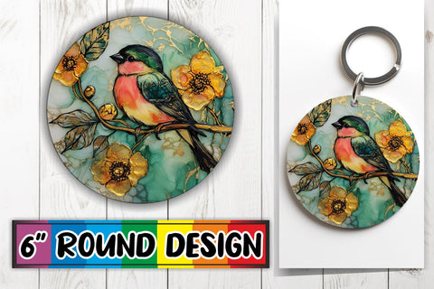15x Round Design Bundle for Coasters & Keychains , 3D Bird Sublimation afrosvg 