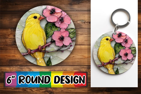 15x Round Design Bundle for Coasters & Keychains , 3D Bird Sublimation afrosvg 