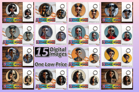 15x Round Design Bundle Sublimation Set , Halloween Sublimation afrosvg 