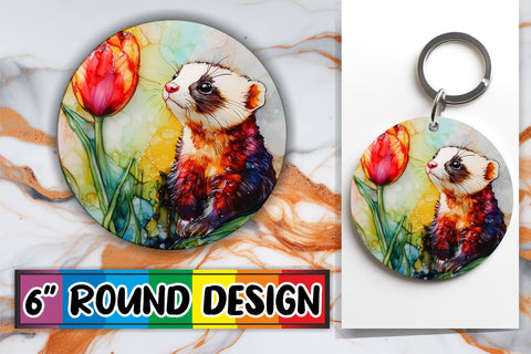 15x Round Design Keychain Set , Animals Sublimation afrosvg 