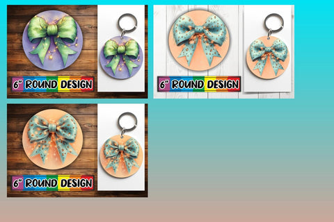 15x Round Design Keychain Set , Christmas Sublimation afrosvg 
