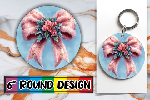 15x Round Design Keychain Set , Christmas Sublimation afrosvg 