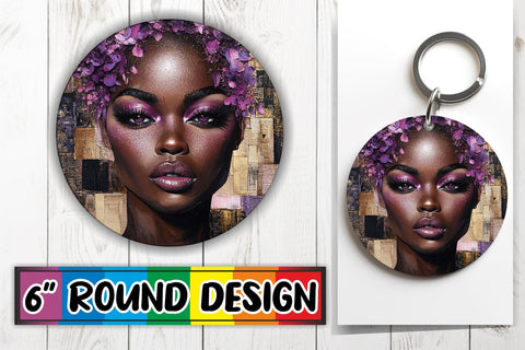 15x Round Design Keychain Set , Woman Sublimation afrosvg 