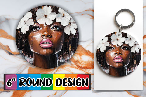 15x Round Design Keychain Set , Woman Sublimation afrosvg 