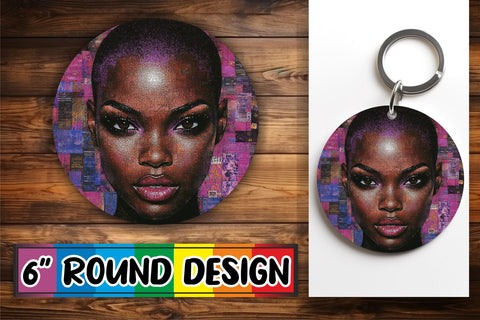 15x Round Design Keychain Set , Woman Sublimation afrosvg 