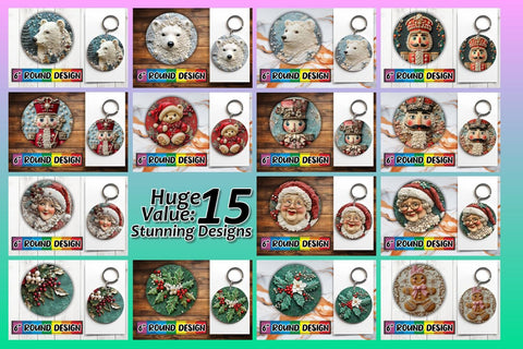 15x Round Design Pack for Sublimation , Christmas Sublimation afrosvg 