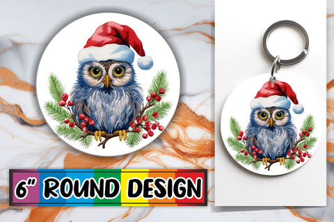 15x Round Design Sublimation Kit , Xmas Owl Sublimation afrosvg 