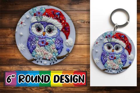 15x Round Design Sublimation Kit , Xmas Owl Sublimation afrosvg 