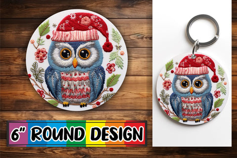 15x Round Design Sublimation Kit , Xmas Owl Sublimation afrosvg 