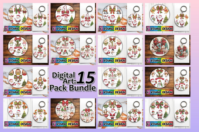 15x Round Design Sublimation Kit , Xmas Sublimation afrosvg 