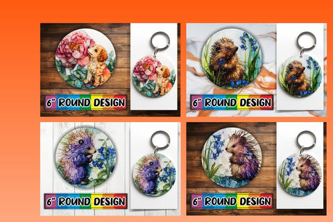 15x Round Design Sublimation Set , Animals Sublimation afrosvg 