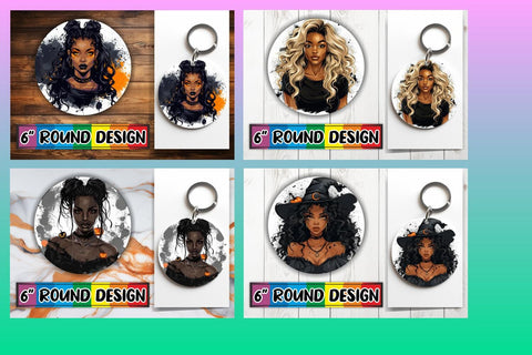 15x Round Design Sublimation Set for Coasters , Halloween Sublimation afrosvg 