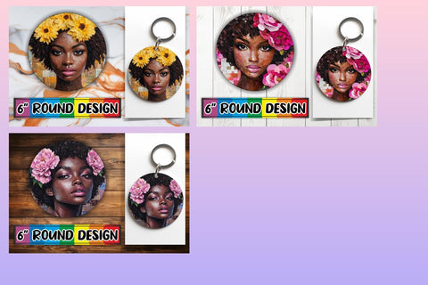 15x Round Design Sublimation Set , Woman Sublimation afrosvg 
