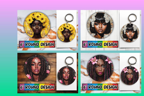 15x Round Design Sublimation Set , Woman Sublimation afrosvg 