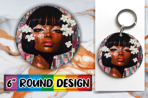 15x Round Design Sublimation Set , Woman Sublimation afrosvg 