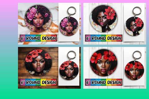 15x Round Design Sublimation Set , Woman Sublimation afrosvg 