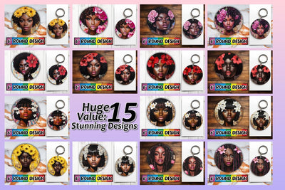 15x Round Design Sublimation Set , Woman Sublimation afrosvg 