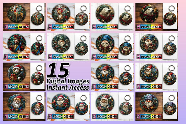 15x Round Designs for Sublimation , Holiday Sublimation afrosvg 