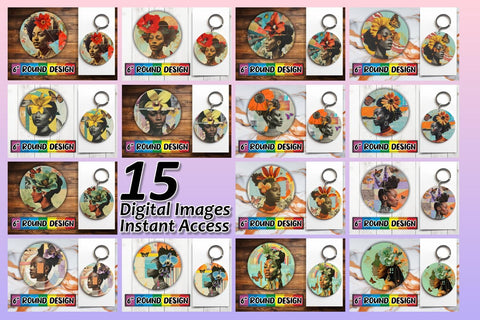 15x Round Designs for Sublimation , Woman Sublimation afrosvg 