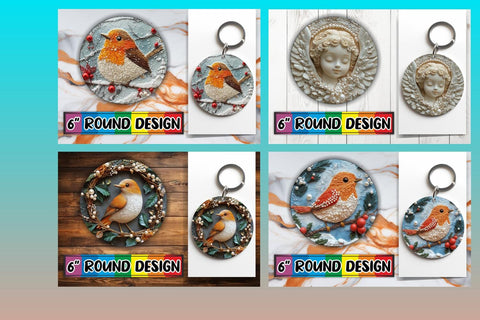 15x Round Keychain & Coaster Bundle , Christmas Sublimation afrosvg 