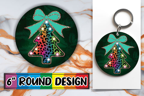 15x Round Keychain & Coaster Pack , Neon Xmas Sublimation afrosvg 