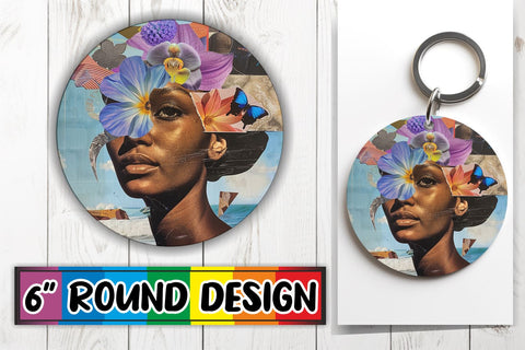 15x Round Keychain & Coaster Pack , Woman Sublimation afrosvg 
