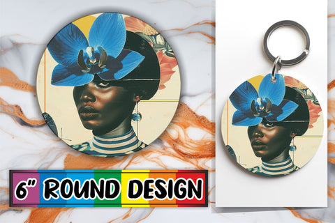 15x Round Keychain & Coaster Pack , Woman Sublimation afrosvg 