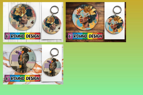 15x Round Keychain & Coaster Pack , Woman Sublimation afrosvg 