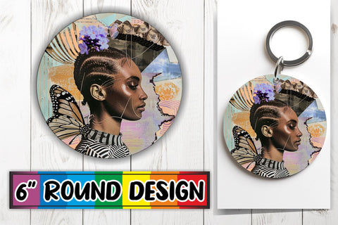 15x Round Keychain & Coaster Pack , Woman Sublimation afrosvg 