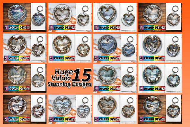 15x Round Keychain & Coaster Sublimation , Christmas Sublimation afrosvg 