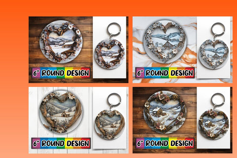 15x Round Keychain & Coaster Sublimation , Christmas Sublimation afrosvg 